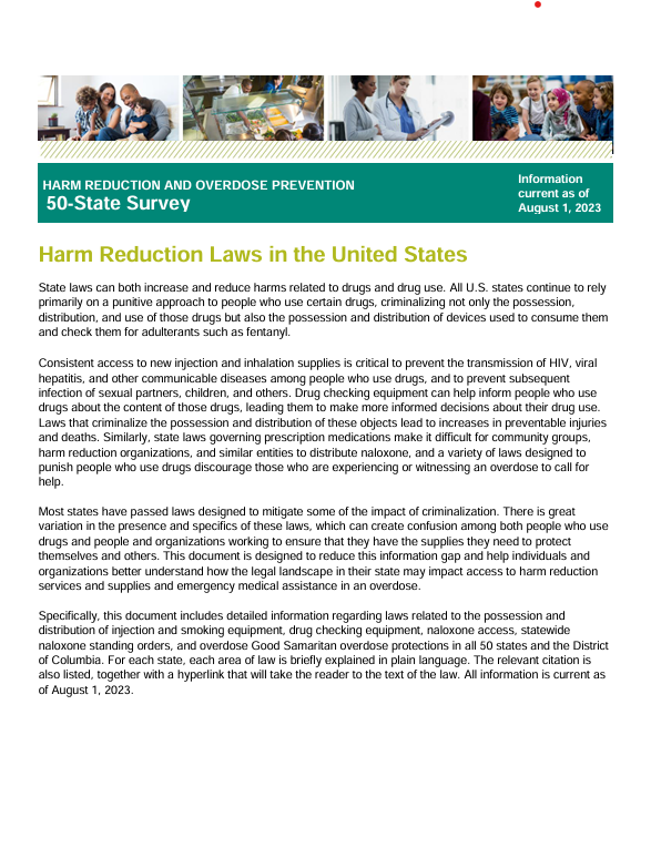 New resource thumbnail for Harm Reduction and Overdose Prevention 50-State Survey