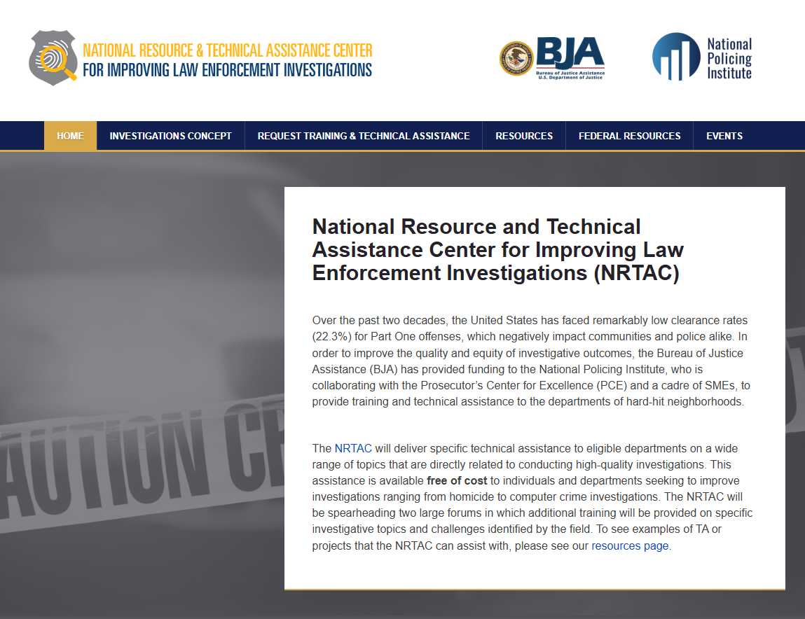 New resource thumbnail for  National Resource and Technical Assistance Center for Improving Law Enforcement Investigations